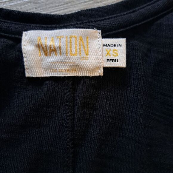 Nation LTD Sahar Combo Dress Smocked Neutral Minimalist Romantic Goth XS Black - Picture 7 of 15